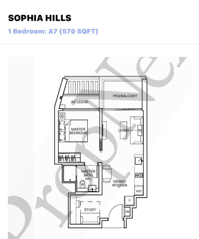 Sophia Hills Condominium For Rent, $4,200, 1 Bed 1 Bath 570 sqft $7.37 psf