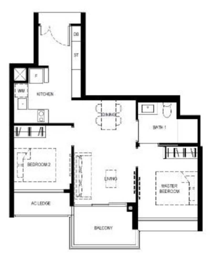 Normanton Park Condominium For Rent, $4,200, 2 Bed 1 Bath 635 sqft $6.61 psf