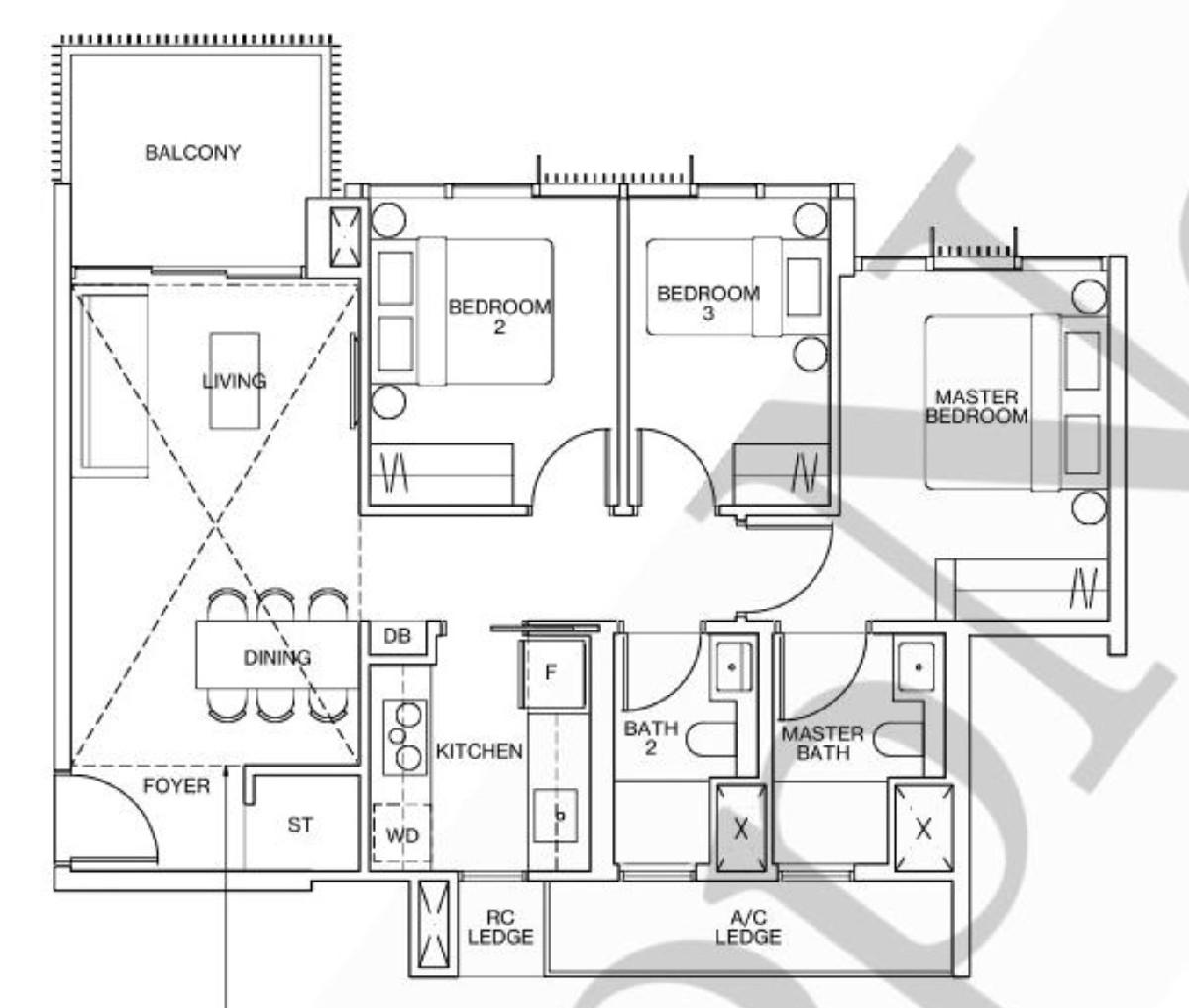 Condominium for Rent, KI Residences At Brookvale Condominium For Rent, $4,700, 3 Bed 2 Bath 861 sqft $5.46 psf, SGD 4,700 | 999-year Leasehold