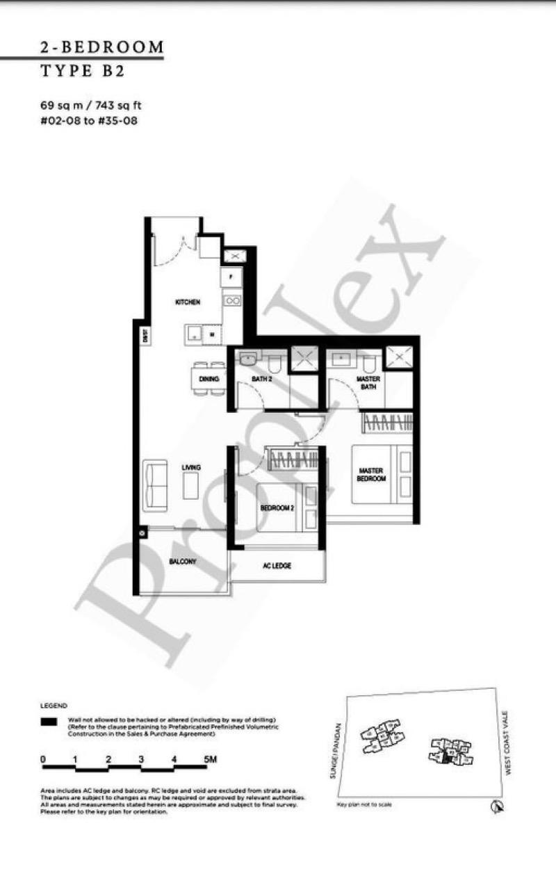 Condominium for Rent, Twin VEW Condominium For Rent, $4,200, 2 Bed 2 Bath 743 sqft $5.65 psf, SGD 4,200 | 99-year Leasehold