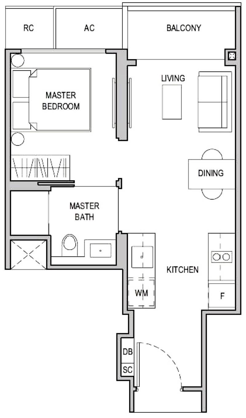 Condominium for Rent, Parc Botannia Condominium For Rent, $2,400, 1 Bed 1 Bath 441 sqft $5.44 psf, SGD 2,400