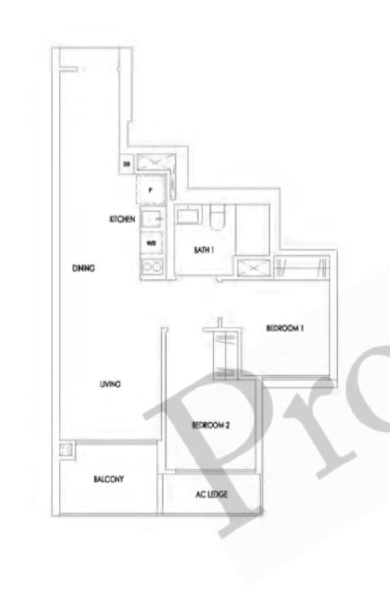 Condominium for Rent, Treasure at Tampines Condominium For Rent, $3,300, 2 Bed 1 Bath 581 sqft $5.68 psf, SGD 3,300