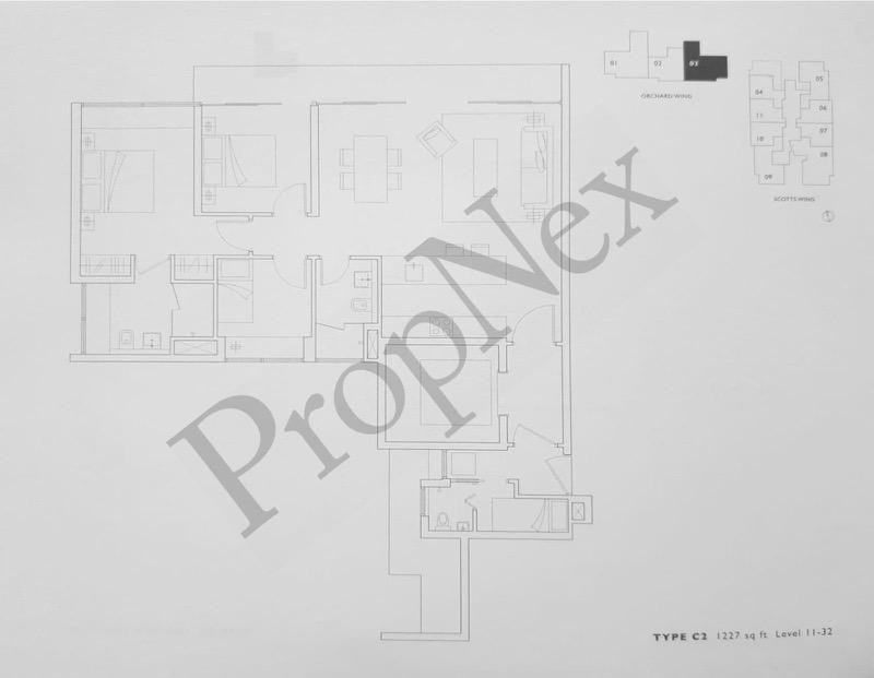 Condominium for Rent, Scotts Square Condominium For Rent, $9,998, 3 Bed 3 Bath 1,227 sqft $8.15 psf, SGD 9,998 | Freehold