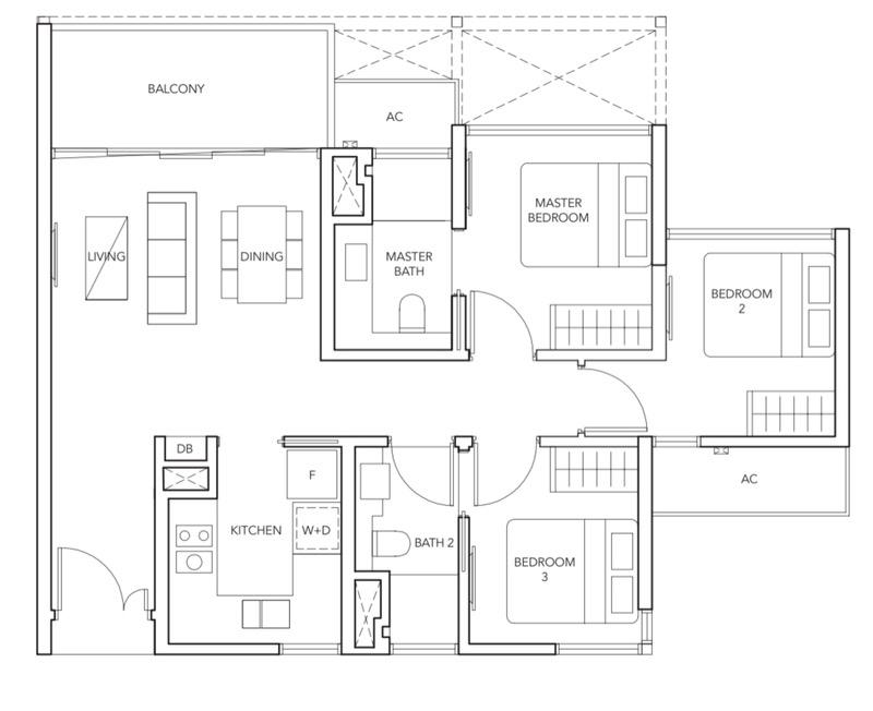 Condominium for Rent, The Jovell Condominium For Rent, $4,000, 3 Bed 2 Bath 904 sqft $4.42 psf, SGD 4,000 | 99-year Leasehold