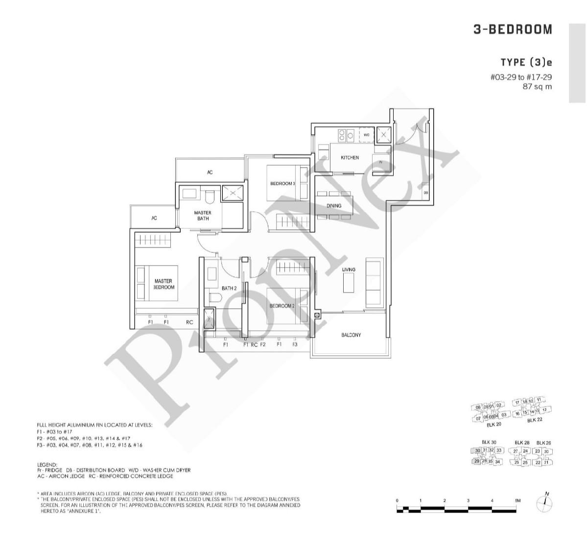 Condominium for Rent, Penrose Condominium For Rent, $6,200, 3 Bed 2 Bath 936 sqft $6.62 psf, SGD 6,200 | 99-year Leasehold