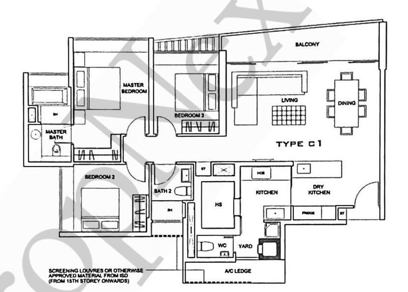 Condominium for Rent, VIVA Condominium For Rent, $8,000, 3 Bed 3 Bath 1,324 sqft $6.04 psf, SGD 8,000 | Freehold