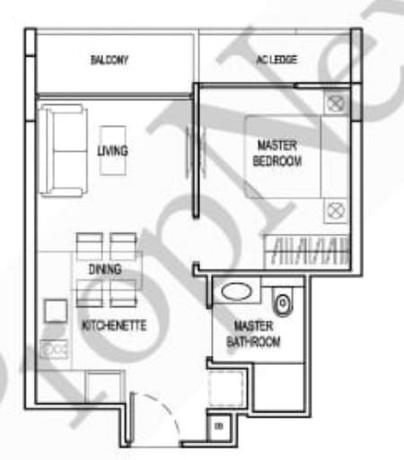 Condominium for Rent, Tropika East Condominium For Rent, $3,500, 1 Bed 1 Bath 441 sqft $7.94 psf, SGD 3,500 | Freehold