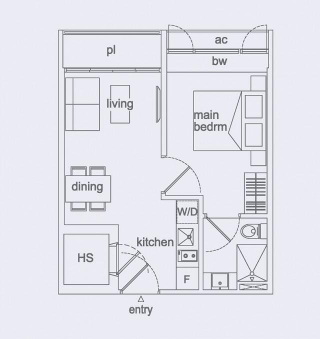 Condominium for Rent, RV Edge Condominium For Rent, $3,400, 1 Bed 1 Bath 420 sqft $8.10 psf, SGD 3,400 | Freehold