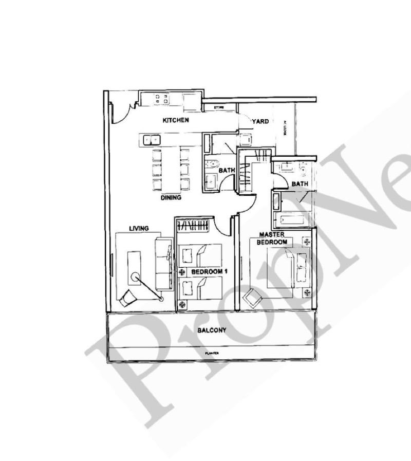 Apartment for Rent, The Rochester Apartment For Rent, $6,100, 2 Bed 2 Bath 1,216 sqft $5.02 psf, SGD 6,100 | 99-year Leasehold
