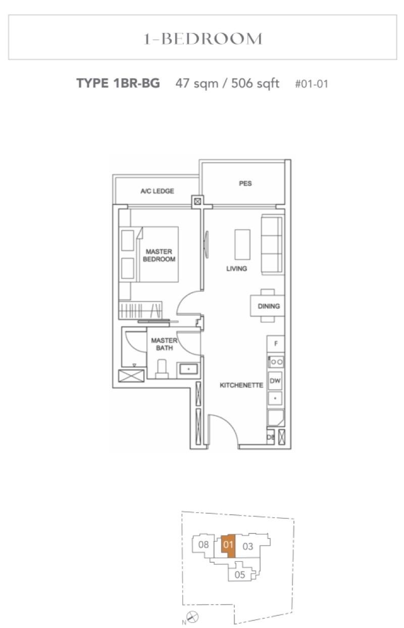 Condominium for Rent, Jervois Treasures Condominium For Rent, $3,600, 1 Bed 1 Bath 506 sqft $7.11 psf, SGD 3,600 | Freehold