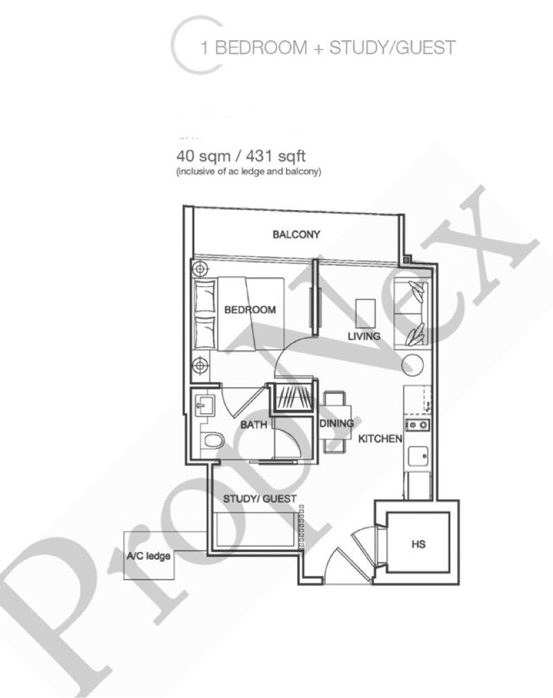 Condominium for Rent, Centra Loft Condominium For Rent, $2,850, 1 Bed 1 Bath 431 sqft $6.61 psf, SGD 2,850 | Freehold