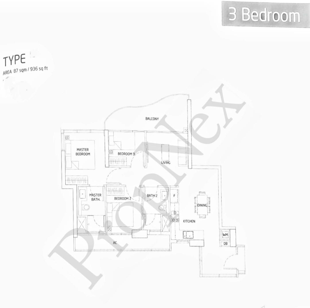 Condominium for Rent, Queens Peak Condominium For Rent, $6,350, 3 Bed 2 Bath 937 sqft $6.78 psf, SGD 6,350 | 99-year Leasehold