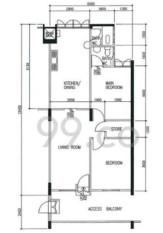 HDB Apartment for Rent, 130 Ang Mo Kio Avenue 3 HDB Apartment For Rent, $3,200, 2 Bed 2 Bath 786 sqft $4.07 psf, SGD 3,200 | 99-year Leasehold