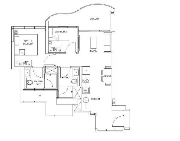 Condominium for Rent, Queens Peak Condominium For Rent, $4,800, 2 Bed 2 Bath 775 sqft $6.19 psf, SGD 4,800 | 99-year Leasehold