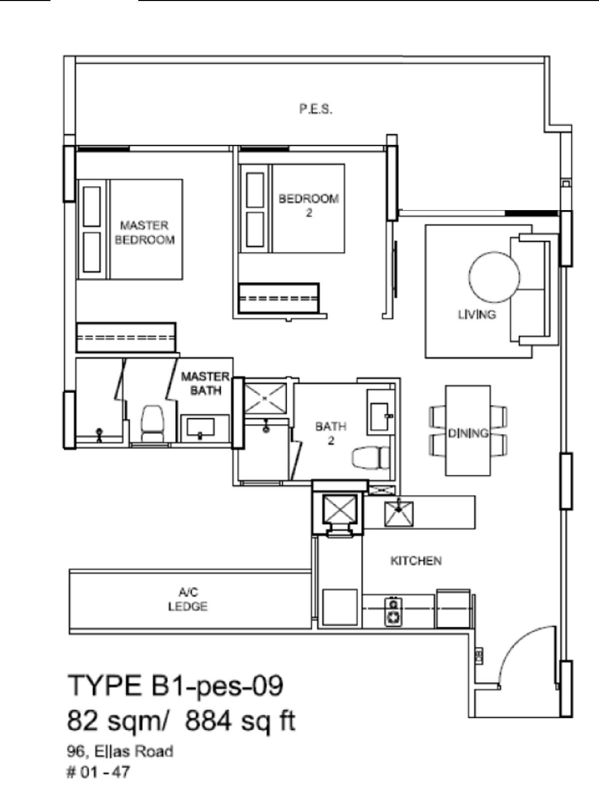 Condominium for Rent, Stratum Condominium For Rent, $4,000, 2 Bed 2 Bath 883 sqft $4.53 psf, SGD 4,000 | 99-year Leasehold