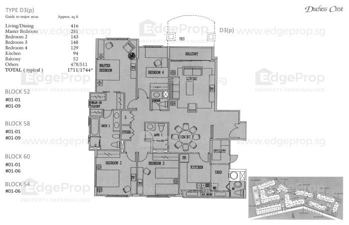 Condominium for Rent, Duchess Crest Condominium For Rent, $9,000, 4 Bed 3 Bath 1,882 sqft $4.78 psf, SGD 9,000 | 99-year Leasehold