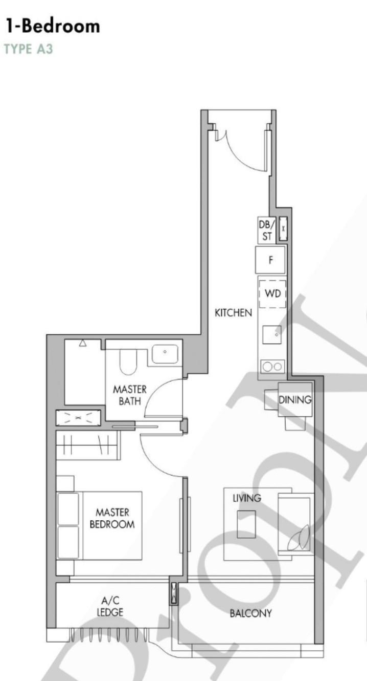Condominium for Rent, The Tre Ver Condominium For Rent, $3,399, 1 Bed 1 Bath 495 sqft $6.87 psf, SGD 3,399 | 99-year Leasehold