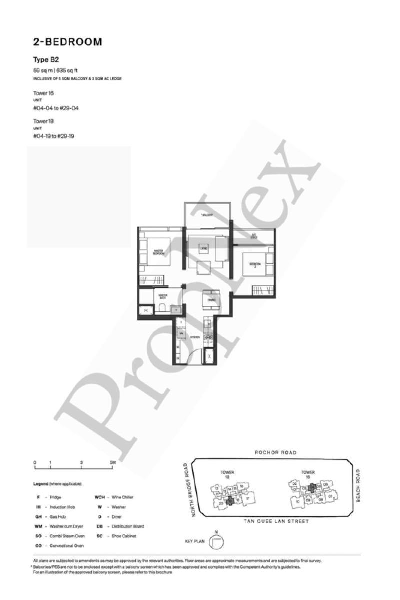 Condominium for Rent, Midtown Modern Condominium For Rent, $5,500, 2 Bed 1 Bath 635 sqft $8.66 psf, SGD 5,500 | 99-year Leasehold