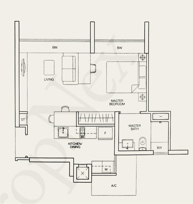 Condominium for Rent, Caspian Condominium For Rent, $3,200, 1 Bed 1 Bath 463 sqft $6.91 psf, SGD 3,200 | 99-year Leasehold