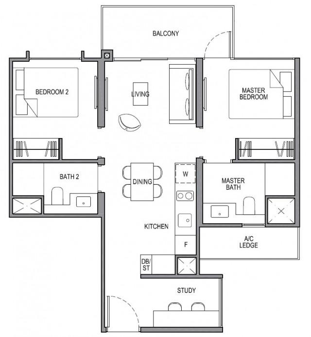 Condominium for Rent, Park Colonial Condominium For Rent, $4,700, 2 Bed 2 Bath 667 sqft $7.05 psf, SGD 4,700 | 99-year Leasehold