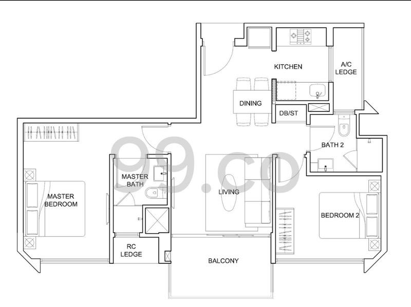Condominium for Rent, KOVAN REGENCY Condominium For Rent, $4,100, 2 Bed 2 Bath 775 sqft $5.29 psf, SGD 4,100 | 99-year Leasehold