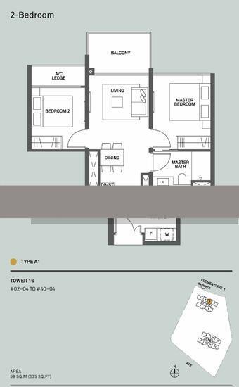 Condominium for Rent, The Clement Canopy Condominium For Rent, $4,000, 2 Bed 1 Bath 635 sqft $6.30 psf, SGD 4,000 | 99-year Leasehold