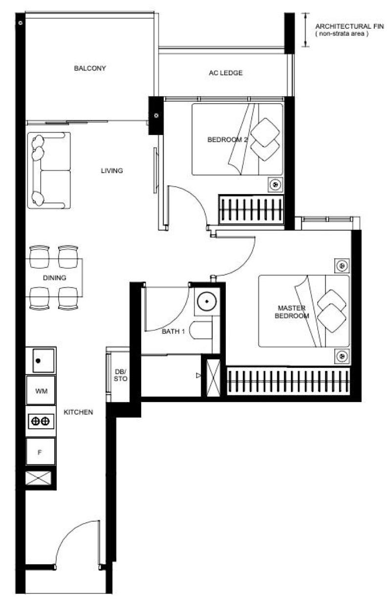 Condominium for Rent, The LINQ @ Beauty World Condominium For Rent, $4,000, 2 Bed 1 Bath 614 sqft $6.51 psf, SGD 4,000 | Freehold