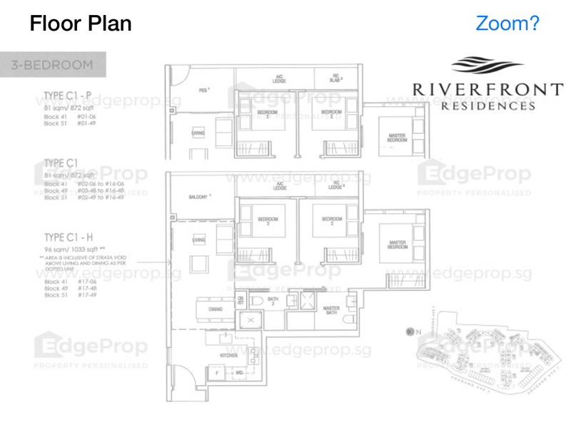 Condominium for Rent, Riverfront Residences Condominium For Rent, $4,200, 3 Bed 2 Bath 872 sqft $4.82 psf, SGD 4,200 | 99-year Leasehold