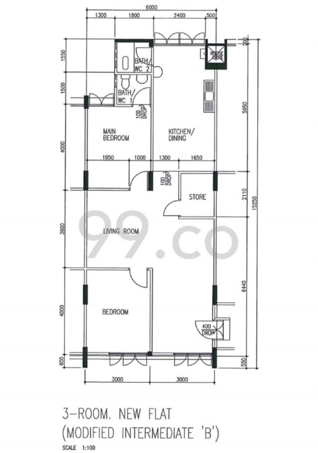 HDB Apartment for Rent, 308 Bukit Batok Street 31 HDB Apartment For Rent, $3,000, 2 Bed 2 Bath 732 sqft $4.10 psf, SGD 3,000 | 99-year Leasehold