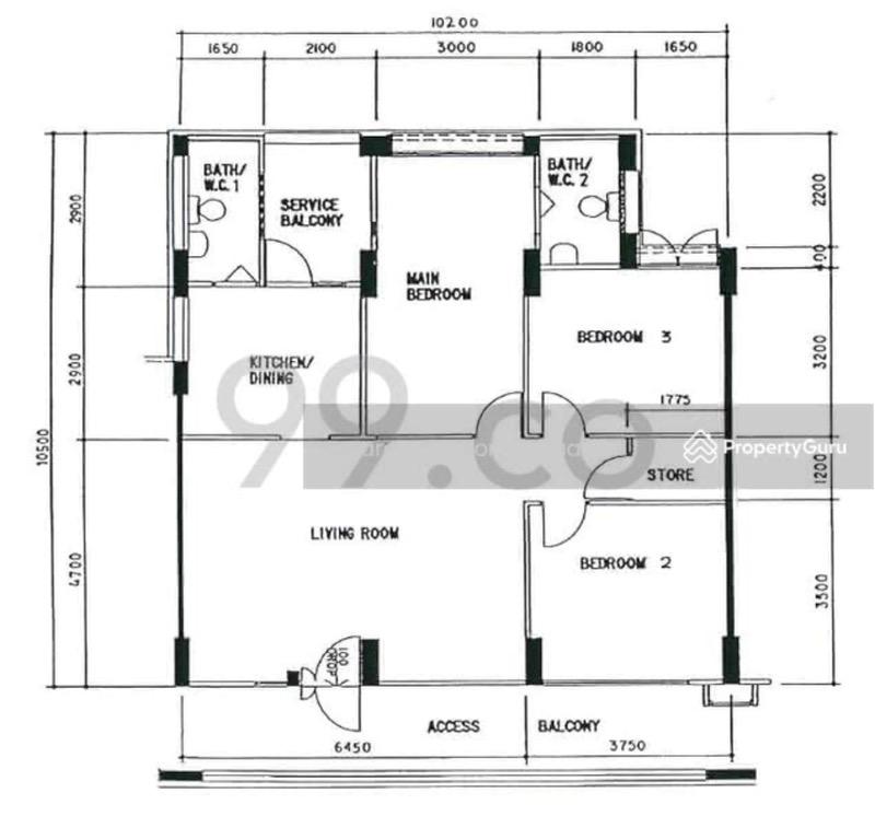 HDB Apartment for Rent, 919 Hougang Avenue 4 HDB Apartment For Rent, $3,300, 3 Bed 2 Bath 1,076 sqft $3.07 psf, SGD 3,300 | 99-year Leasehold