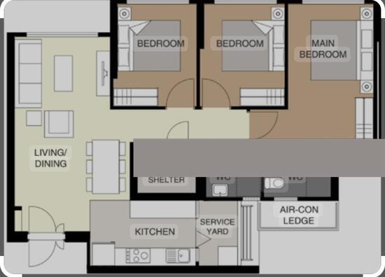 HDB Apartment for Rent, 303D Punggol Place HDB Apartment For Rent, $3,600, 3 Bed 2 Bath 1,001 sqft $3.60 psf, SGD 3,600 | 99-year Leasehold
