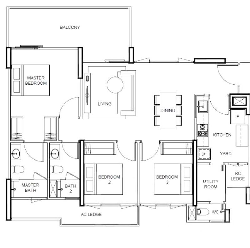 Condominium for Rent, Vue 8 Residence Condominium For Rent, $7,600, 4 Bed 4 Bath 1,615 sqft $4.71 psf, SGD 7,600