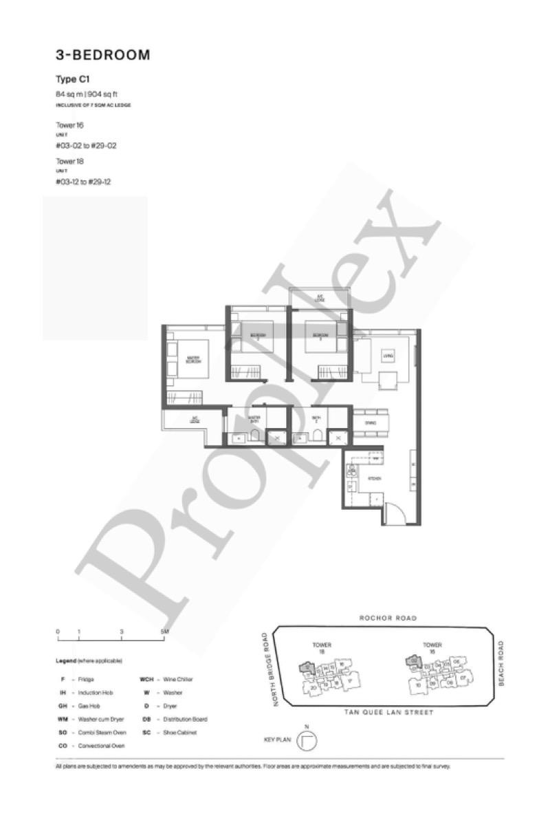 Condominium for Rent, MIDTOWN MODERN Condominium For Rent, $8,500, 3 Bed 2 Bath 904 sqft $9.40 psf, SGD 8,500 | 99-year Leasehold