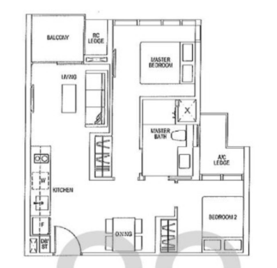 Condominium for Rent, Sims Urban Oasis Condominium For Rent, $3,988, 2 Bed 1 Bath 624 sqft $6.39 psf, SGD 3,988