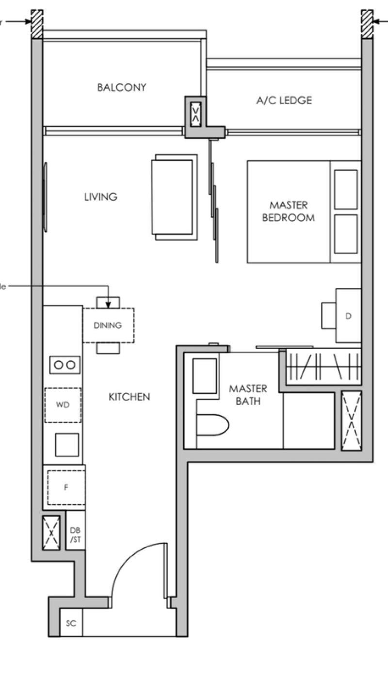 Condominium for Rent, Penrose Condominium For Rent, $4,200, 2 Bed 2 Bath 710 sqft $5.92 psf, SGD 4,200 | 99-year Leasehold