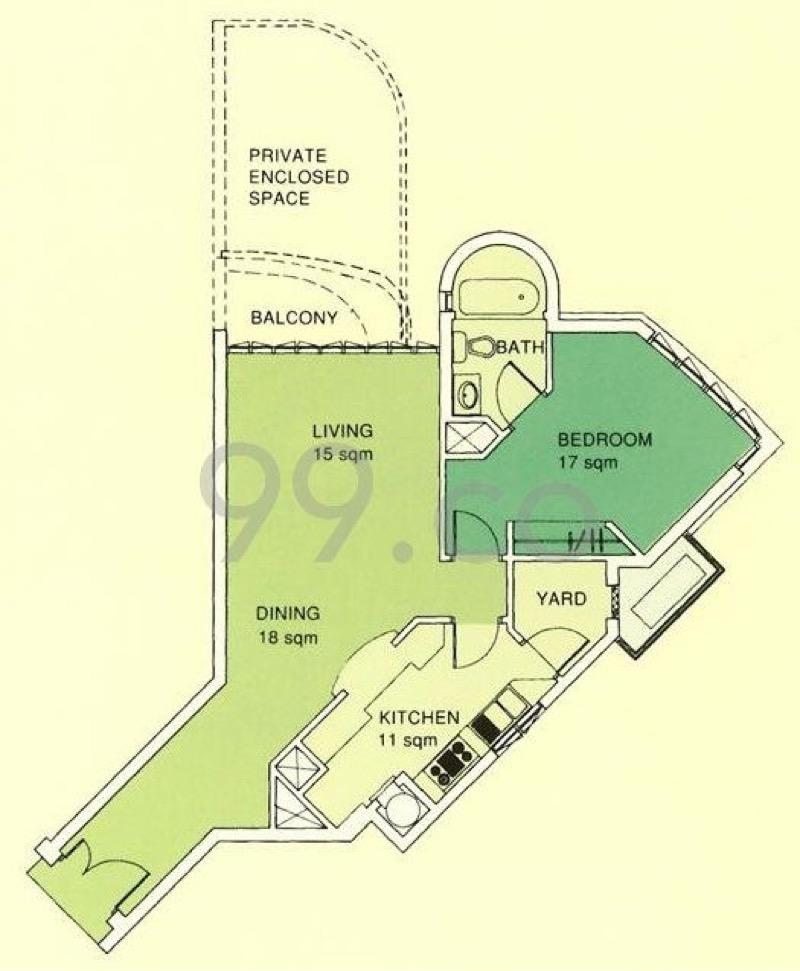Condominium for Rent, Valley Park Condominium For Rent, $3,500, 1 Bed 1 Bath 818 sqft $4.28 psf, SGD 3,500