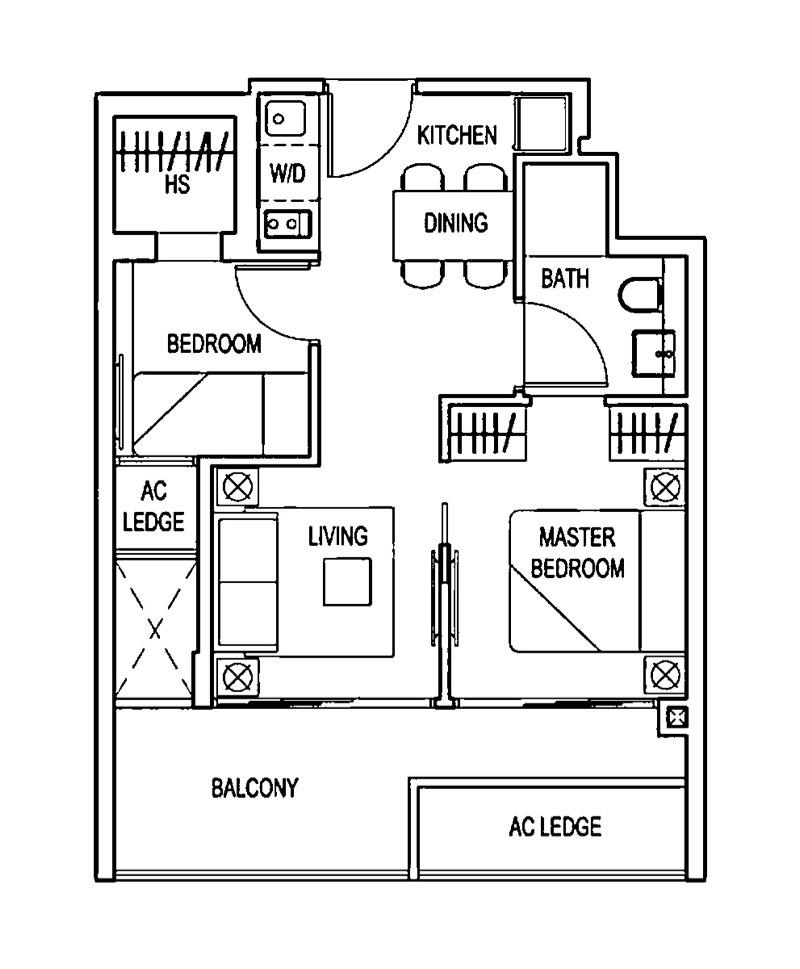 Condominium for Rent, Stellar Rv Condominium For Rent, $3,650, 2 Bed 1 Bath 538 sqft $6.78 psf, SGD 3,650