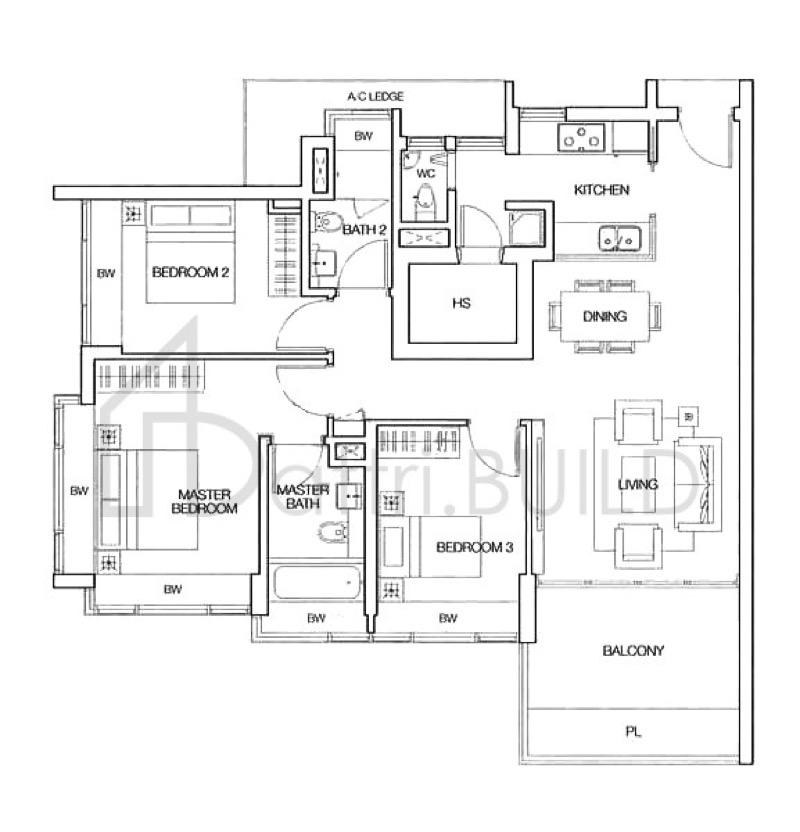 Condominium for Rent, Dakota Residences Condominium For Rent, $6,500, 3 Bed 3 Bath 1,292 sqft $5.03 psf, SGD 6,500