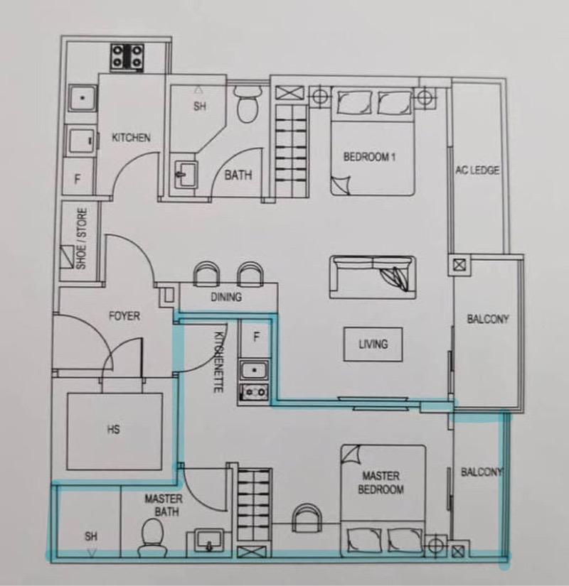 Apartment for Rent, The Serenno Apartment For Rent, $2,6001 Bath 200 sqft $13.00 psf, SGD 2,600 | Freehold