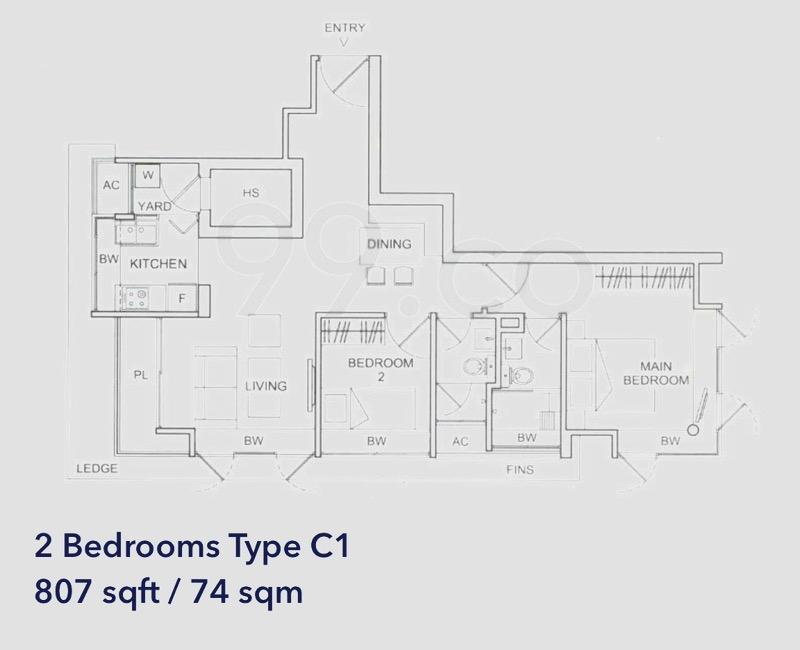 Apartment for Rent, The Medge Apartment For Rent, $3,500, 2 Bed 2 Bath 807 sqft $4.34 psf, SGD 3,500