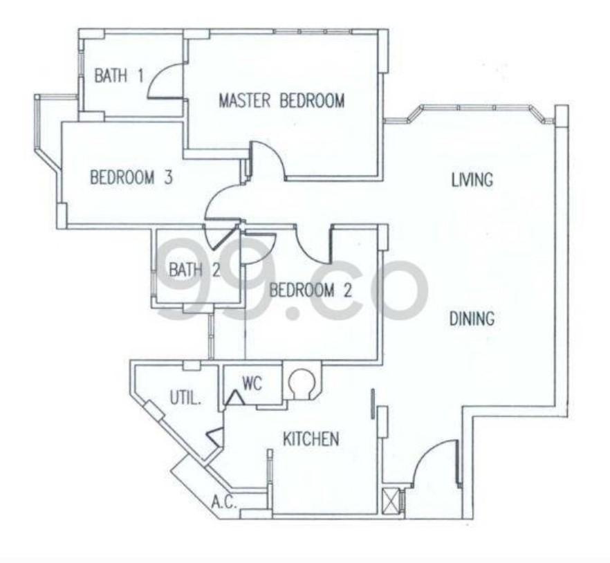 Condominium for Rent, Ewe Boon Regent Condominium For Rent, $4,800, 3 Bed 3 Bath 1,033 sqft $4.65 psf, SGD 4,800 | Freehold