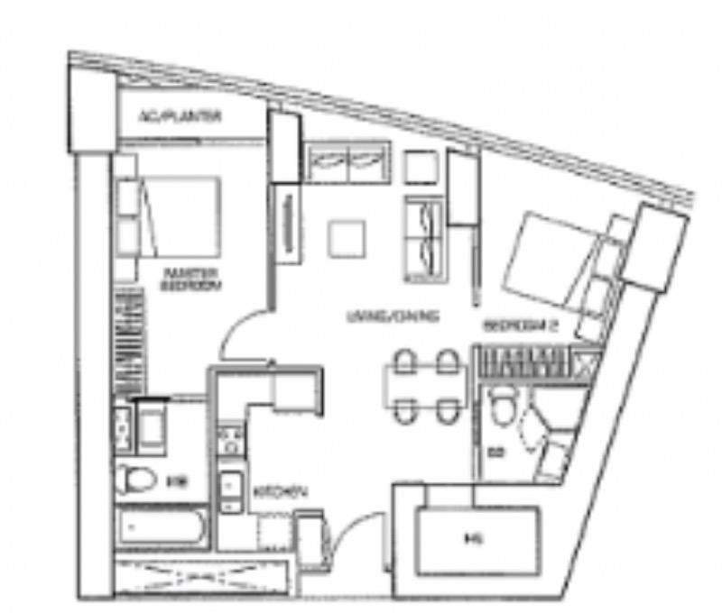 Apartment for Rent, The Sail @ Marina Bay Apartment Room Rental, $2,149, 1 Bed 2 Bath 180 sqft $11.94 psf, SGD 2,149
