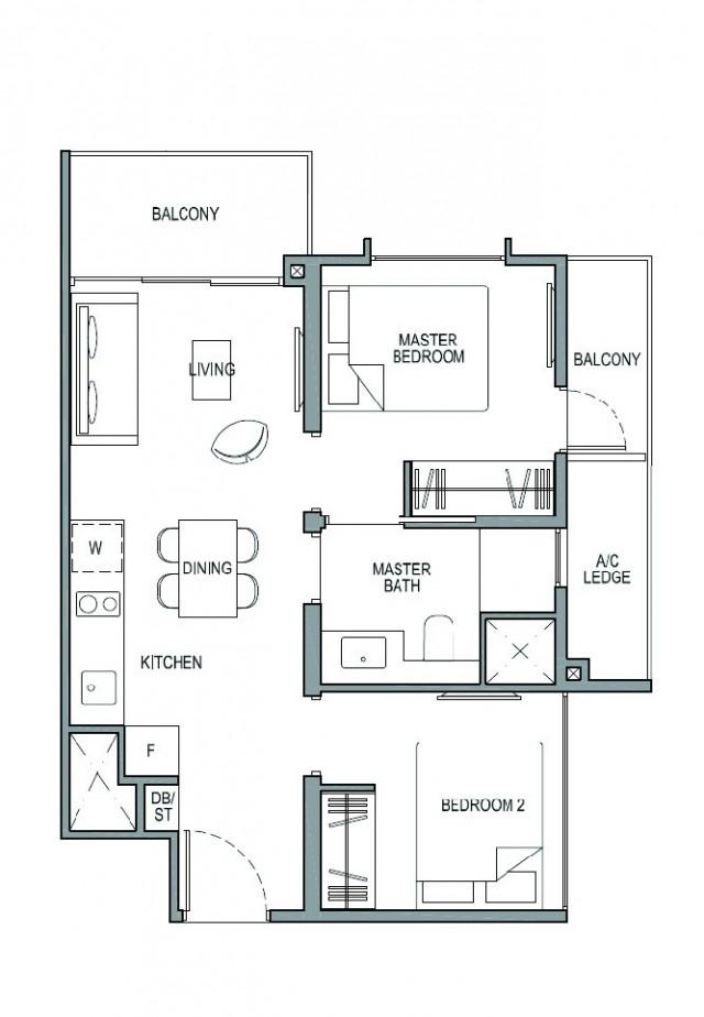 Condominium for Rent, Park Colonial Condominium For Rent, $4,200, 2 Bed 1 Bath 570 sqft $7.37 psf, SGD 4,200 | 99-year Leasehold