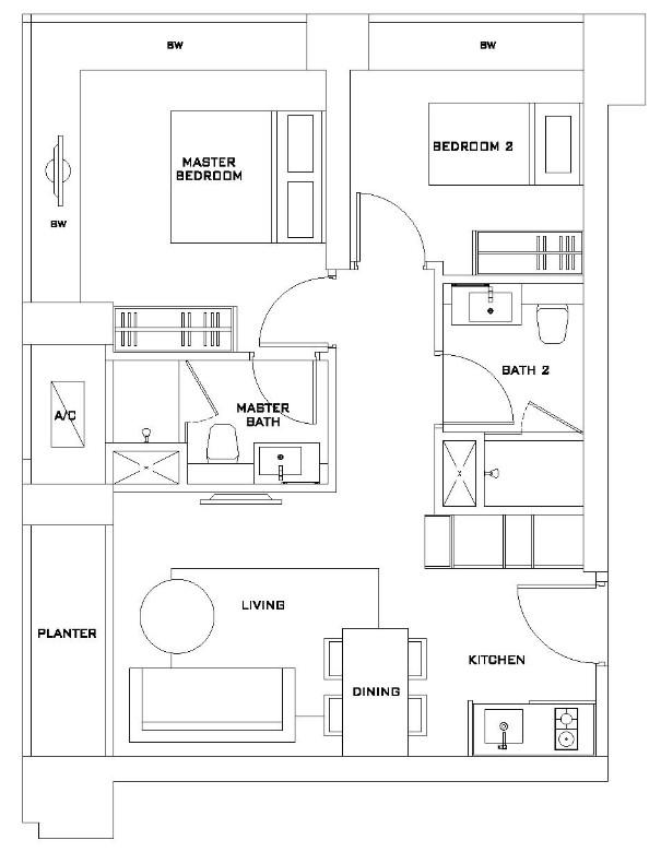 Condominium for Rent, Skysuites @ Anson Condominium For Rent, $5,000, 2 Bed 2 Bath 667 sqft $7.50 psf, SGD 5,000 | 99-year Leasehold