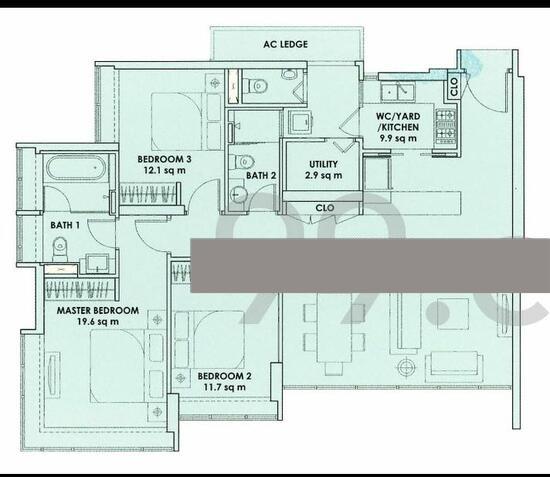 Condominium for Rent, City Square Residences Condominium For Rent, $6,200, 3 Bed 3 Bath 1,238 sqft $5.01 psf, SGD 6,200 | Freehold