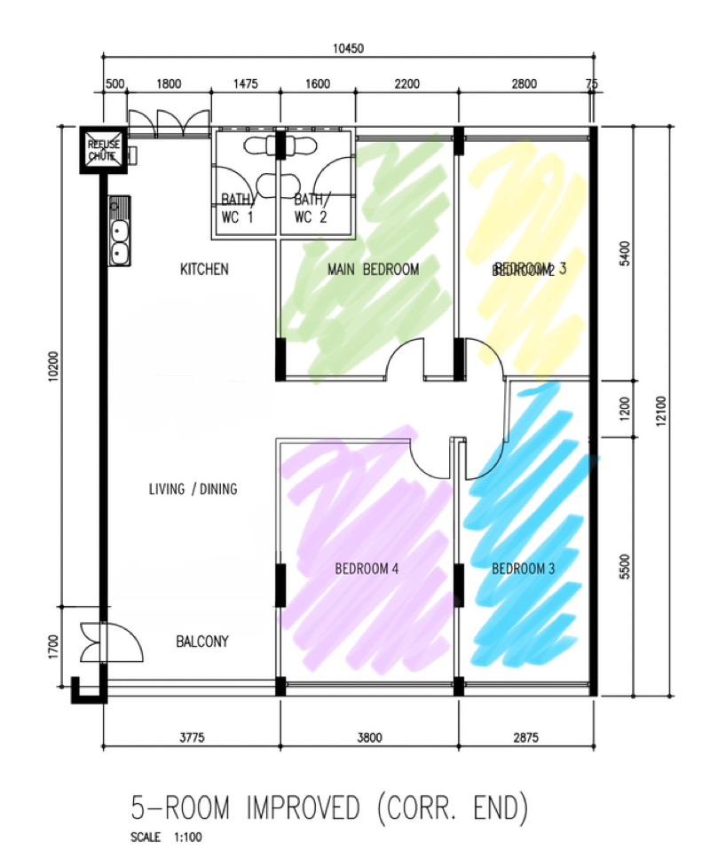 HDB Apartment for Rent, 838 Yishun Street 81 HDB Apartment For Rent, $4,000, 4 Bed 2 Bath 1,313 sqft $3.05 psf, SGD 4,000 | 99-year Leasehold