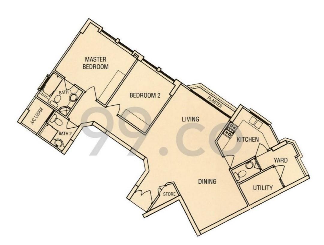 Condominium for Rent, Emerald Garden Condominium Room Rental, $1,600, 1 Bed 1 Bath 150 sqft $10.67 psf, SGD 1,600
