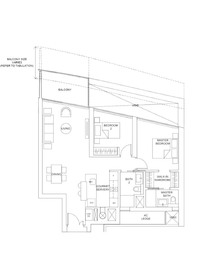 Condominium for Rent, Marina One Residences Condominium For Rent, $7,000, 2 Bed 2 Bath 980 sqft $7.14 psf, SGD 7,000
