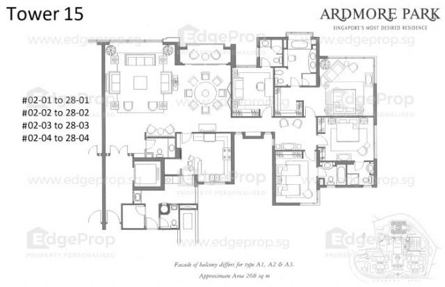 Condominium for Rent, Ardmore Park Condominium For Rent, $17,000, 4 Bed 4 Bath 2,885 sqft $5.89 psf, SGD 17,000 | Freehold