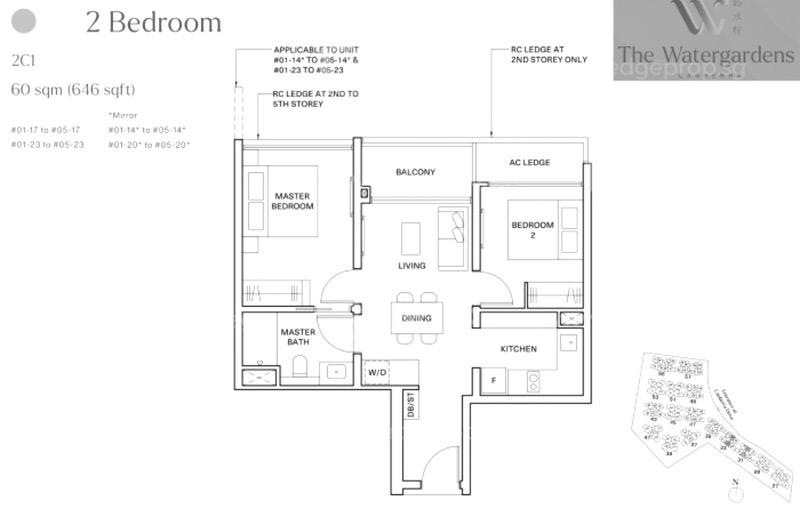 Condominium for Rent, The Watergardens at Canberra Condominium For Rent, $3,200, 2 Bed 2 Bath 646 sqft $4.95 psf, SGD 3,200 | 99-year Leasehold